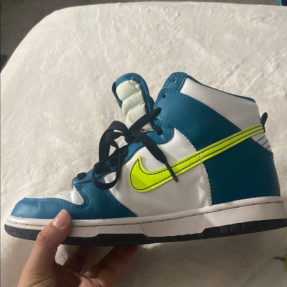 Nike Blue YellowGreen and White High-Top Sneakers